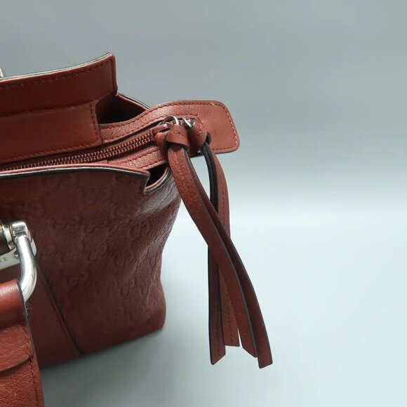 GUCCI Brick Red Leather Satchel 430-010325 - Picture 8 of 11